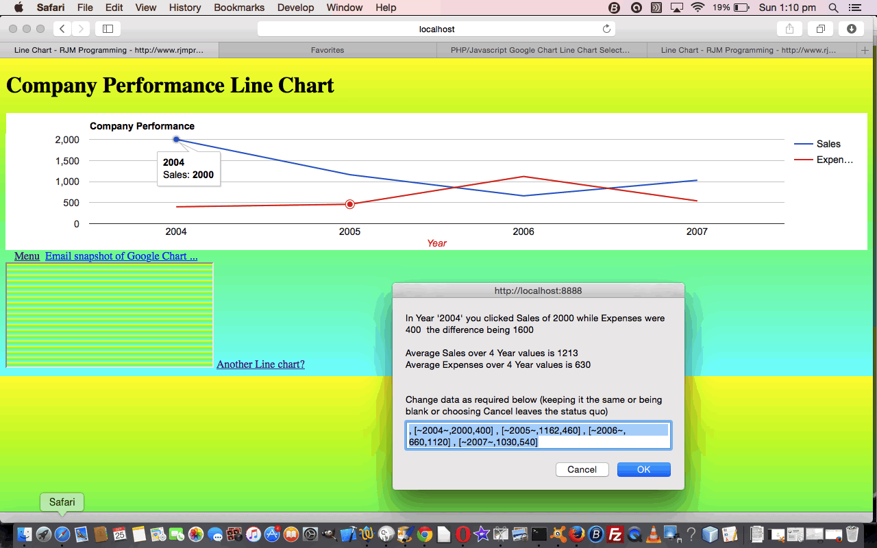 Google Chart Line and Map Chart Select Event Prompt Tutorial