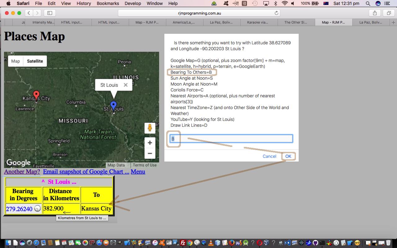 PHP Google Map Chart Bearing Distance Tutorial