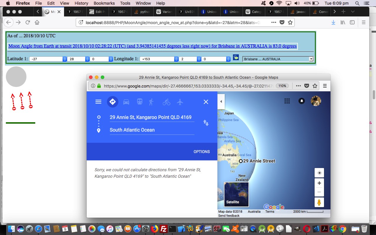 PHP/Javascript/HTML and Python PyEphem Moon Angle Tutorial