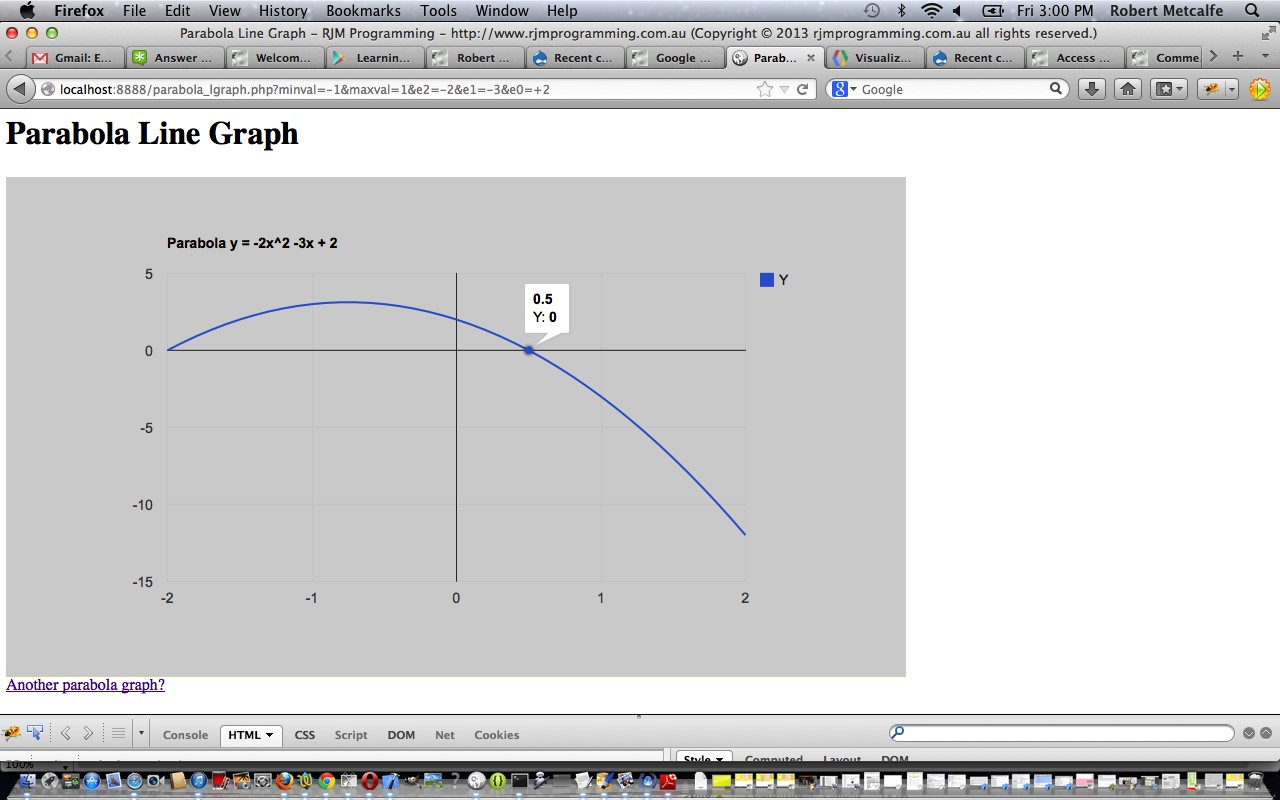 PHP/Javascript/HTML Google Parabola Line Chart Tutorial