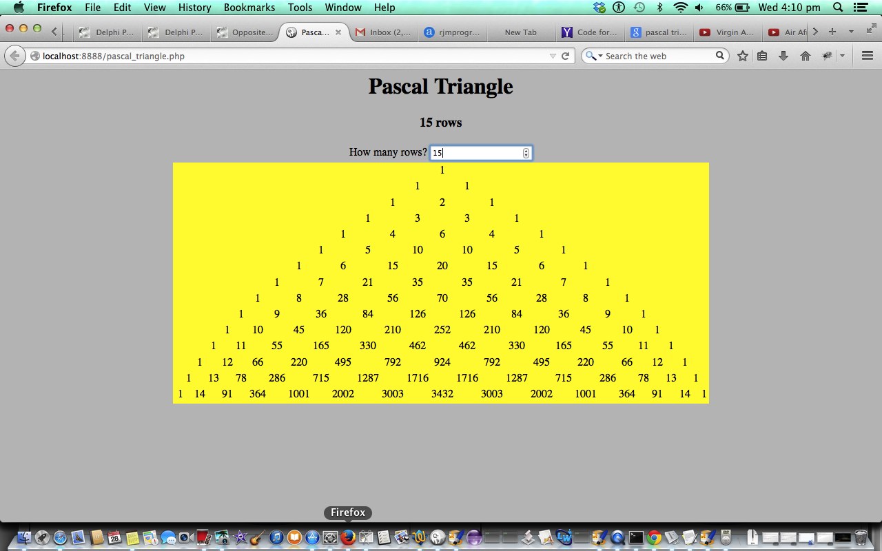 PHP/Javascript Pascal Triangle Tutorial
