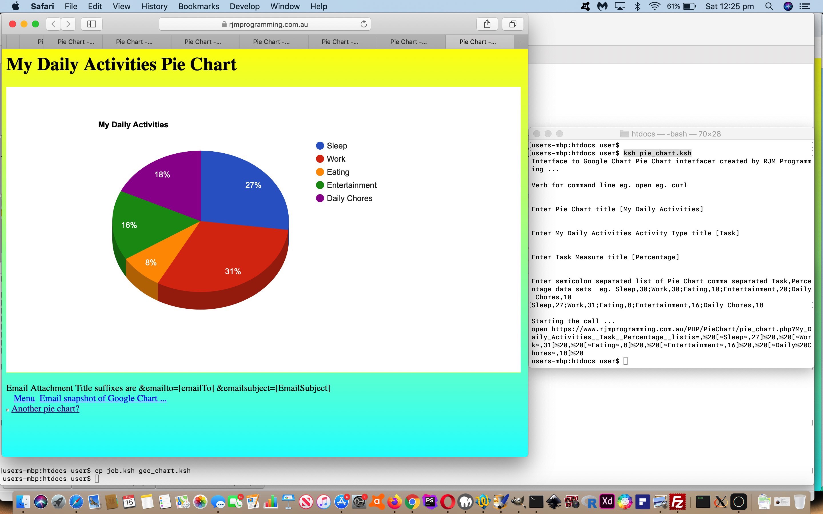 Google Chart Pie Chart macOS Korn Shell Tutorial