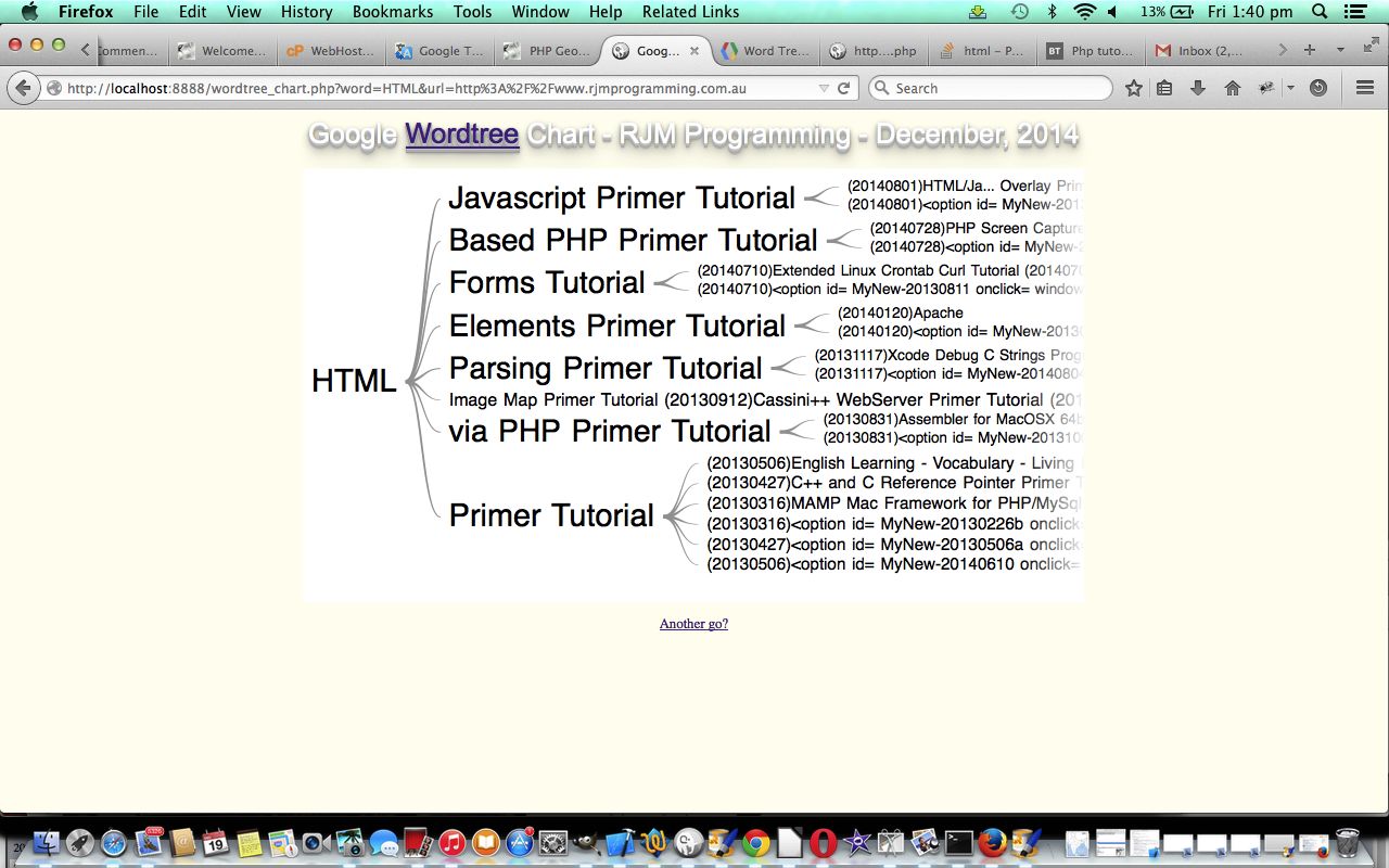 PHP/Javascript/HTML Google Chart Wordtree Chart Tutorial