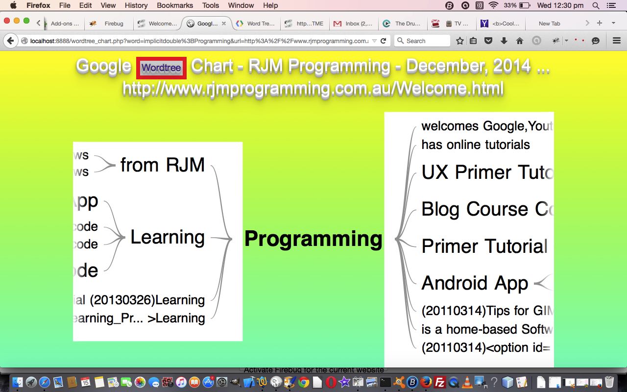 PHP/Javascript Google Wordtree Chart Type Tutorial