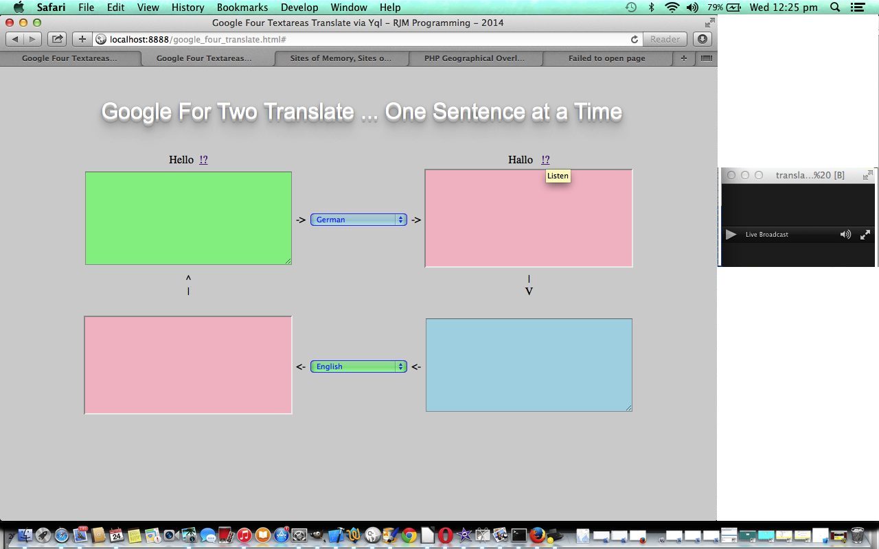 Yahoo YQL Web JSON Google for Two Translate Speech Tutorial