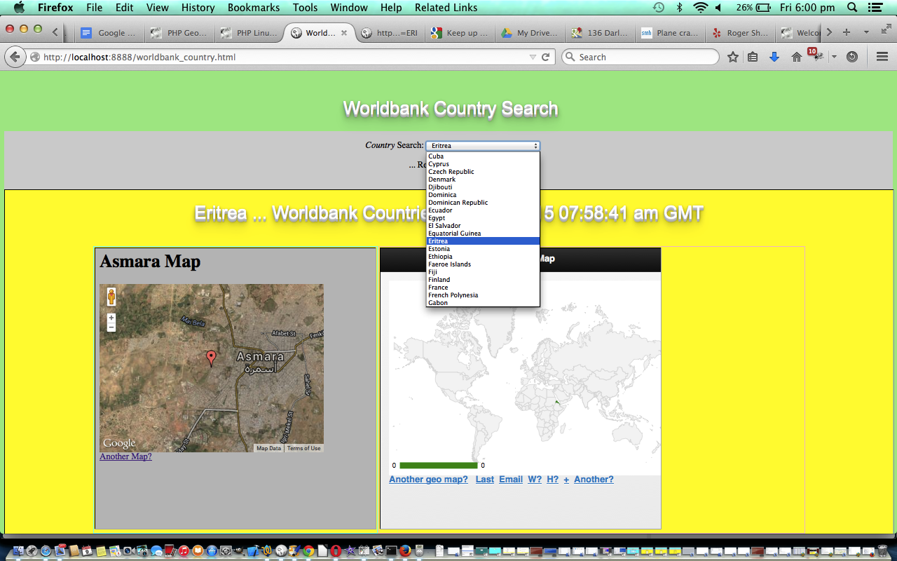 Yahoo YQL Web Service JSON Worldbank Country Tutorial