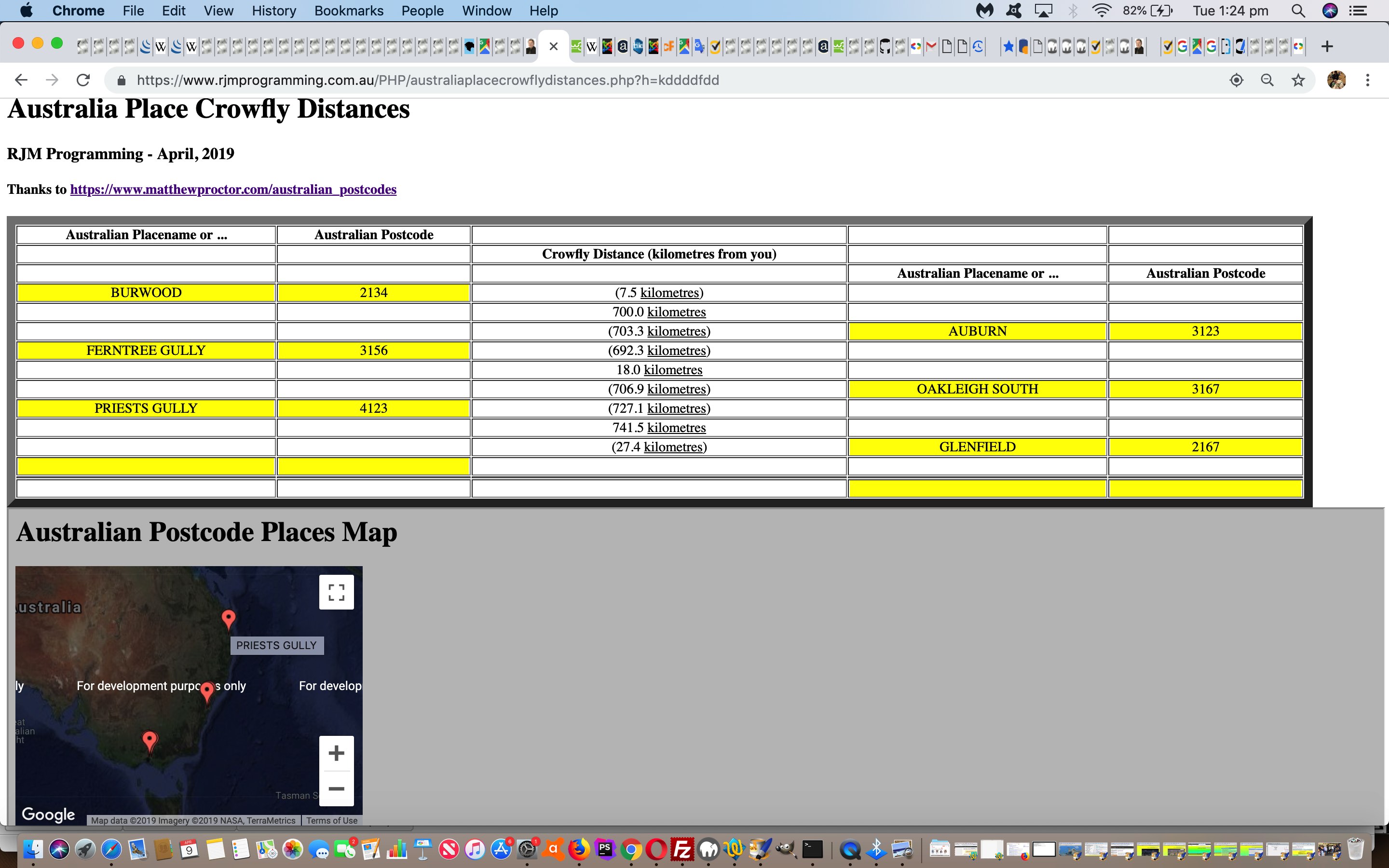 Australian Postcode Place Distances Map Chart Tutorial