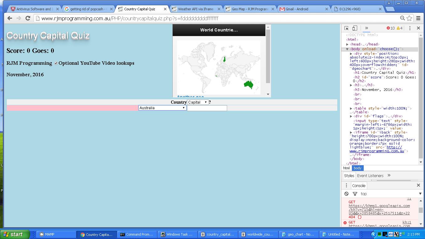 Country Quiz Game Suite Google Geo Chart Tutorial