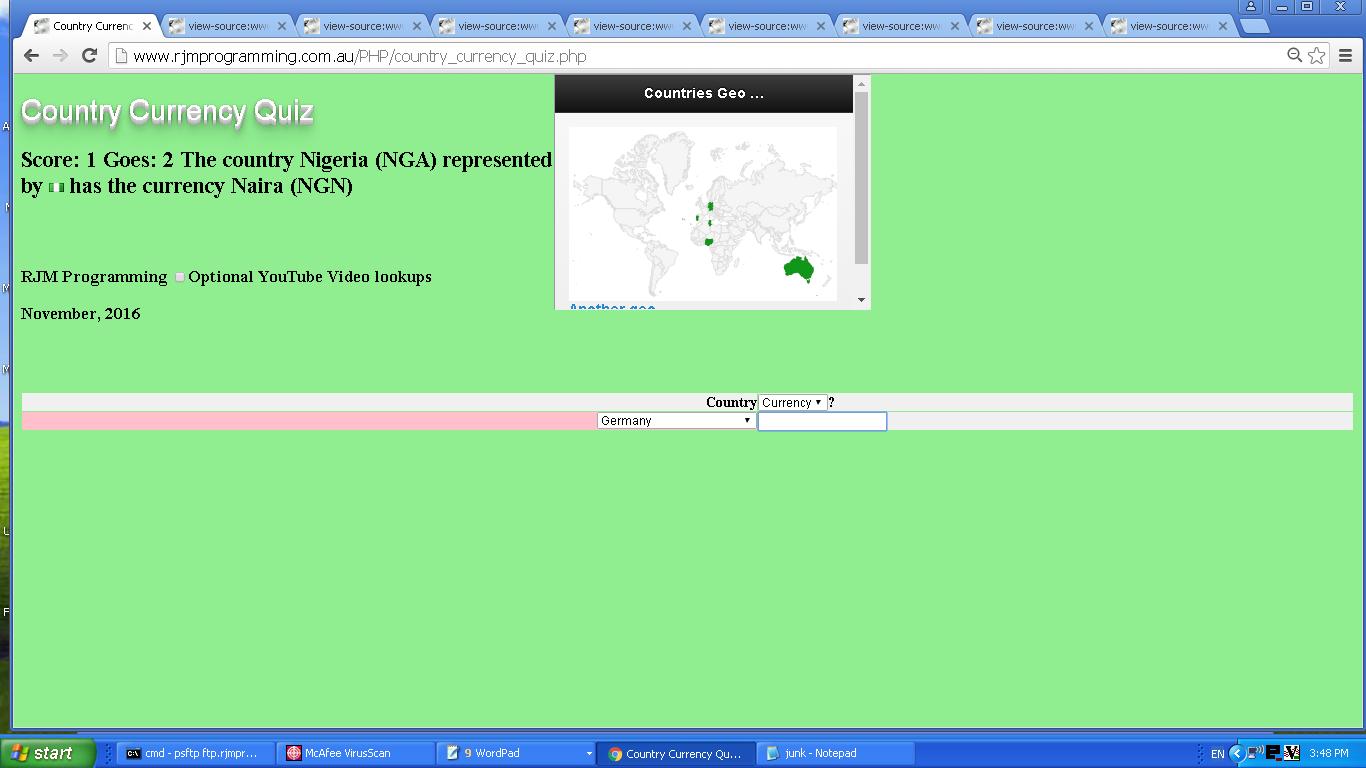 Country Quiz Game Suite Google Geo Chart Javascript Tutorial