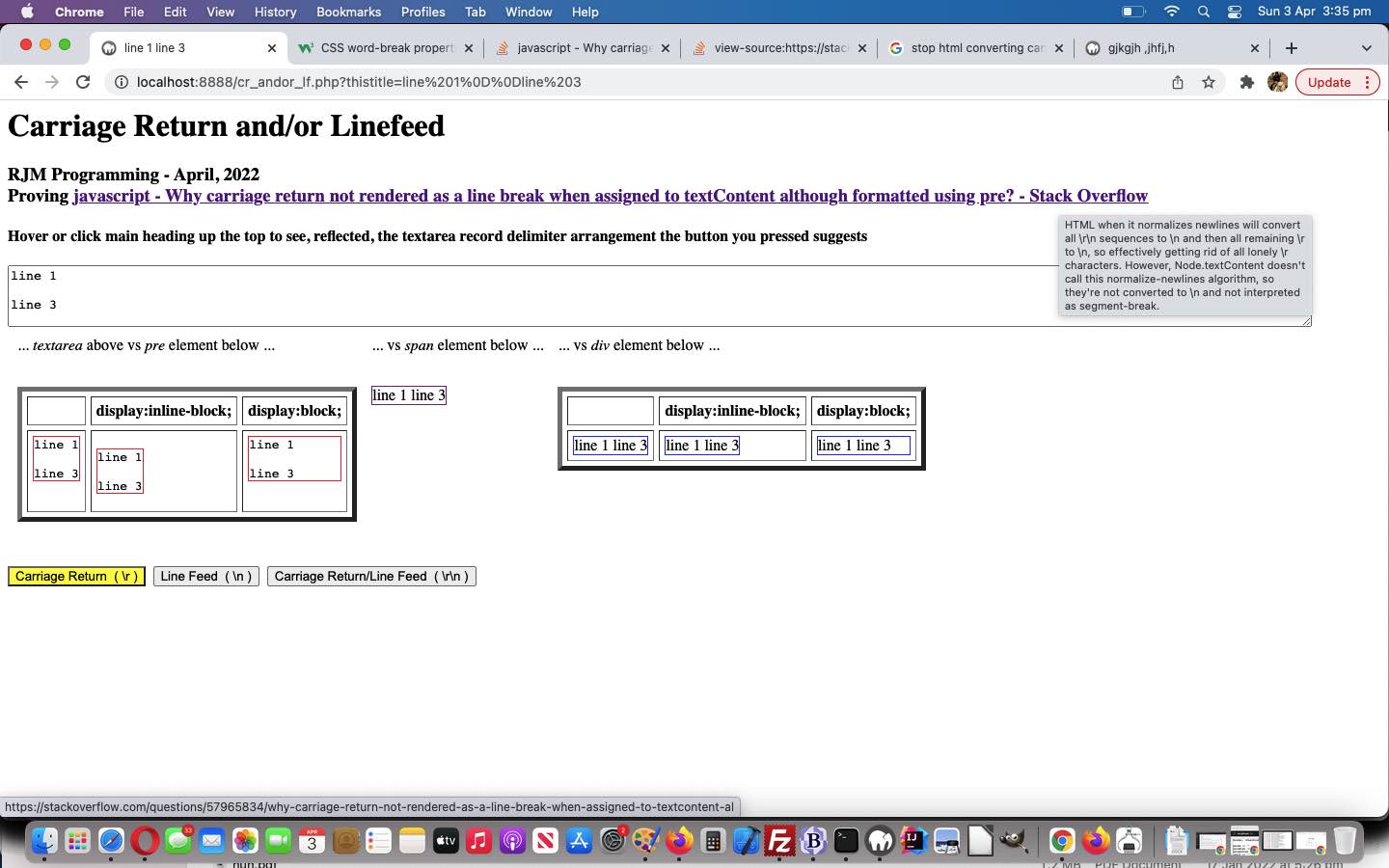 HTML Carriage Return and or Line Feed Primer Tutorial