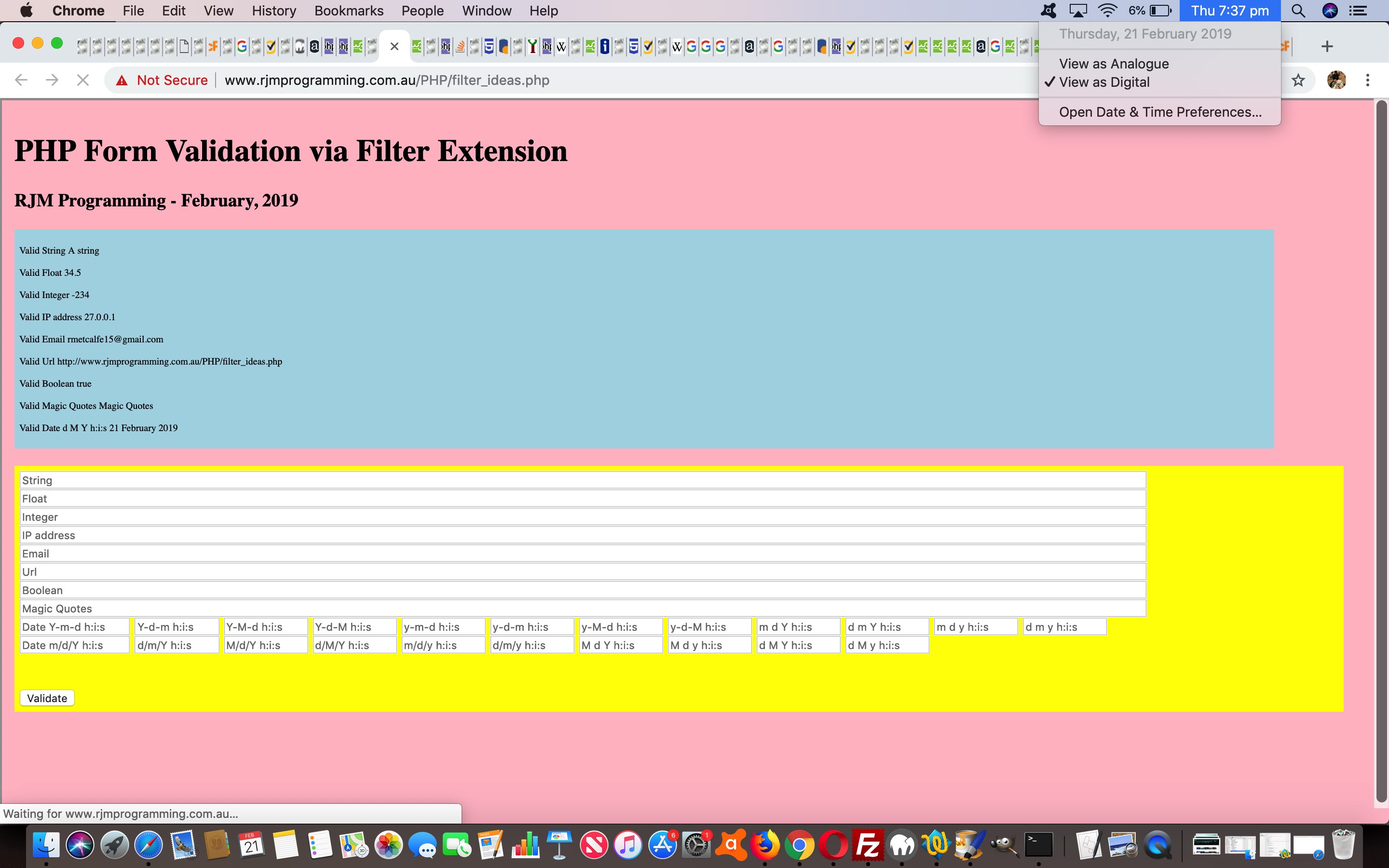 PHP Form Validation via Filter Regular Expression Tutorial