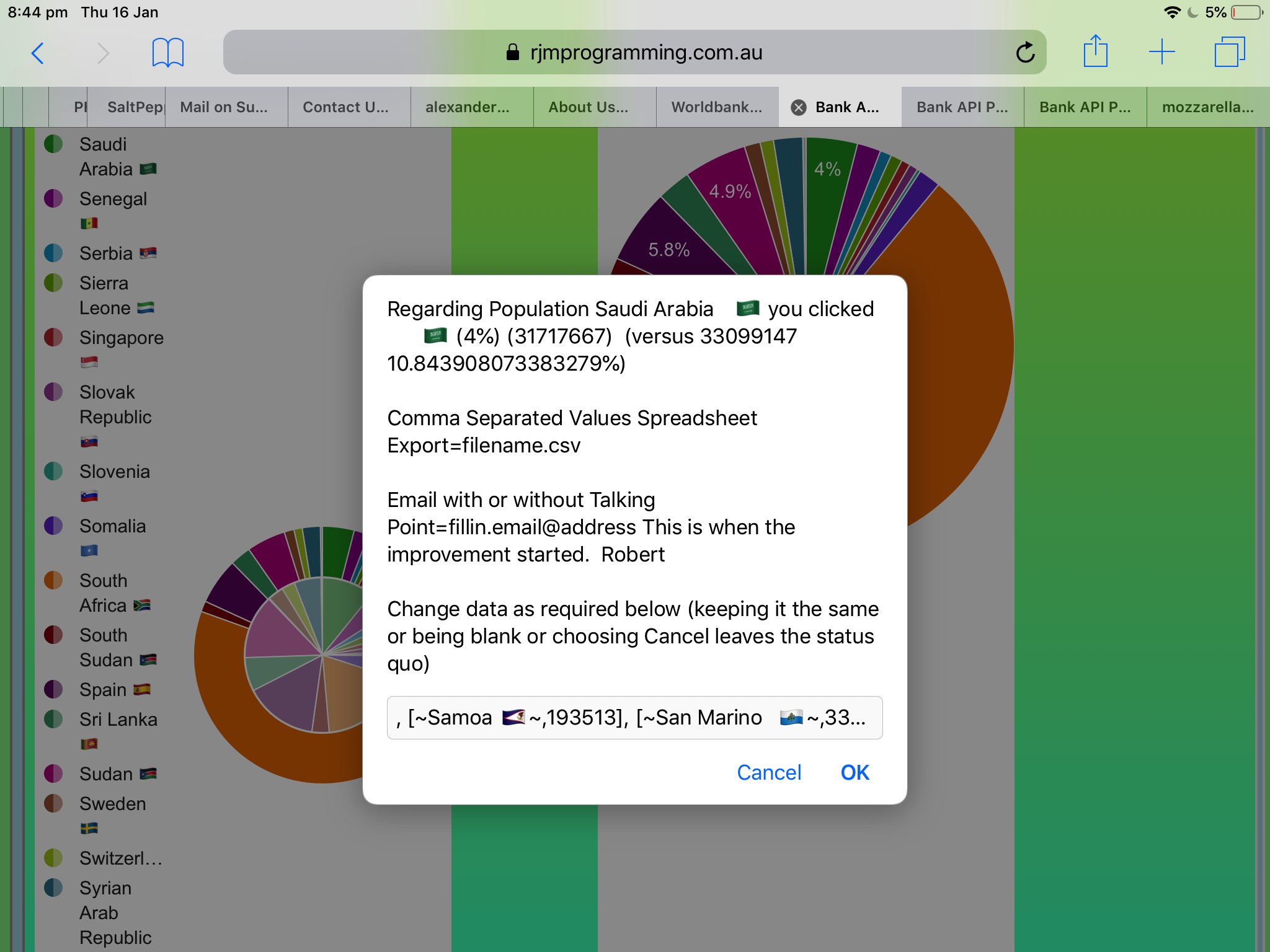 Worldbank API Comparison Year Google Chart Mobile Tutorial