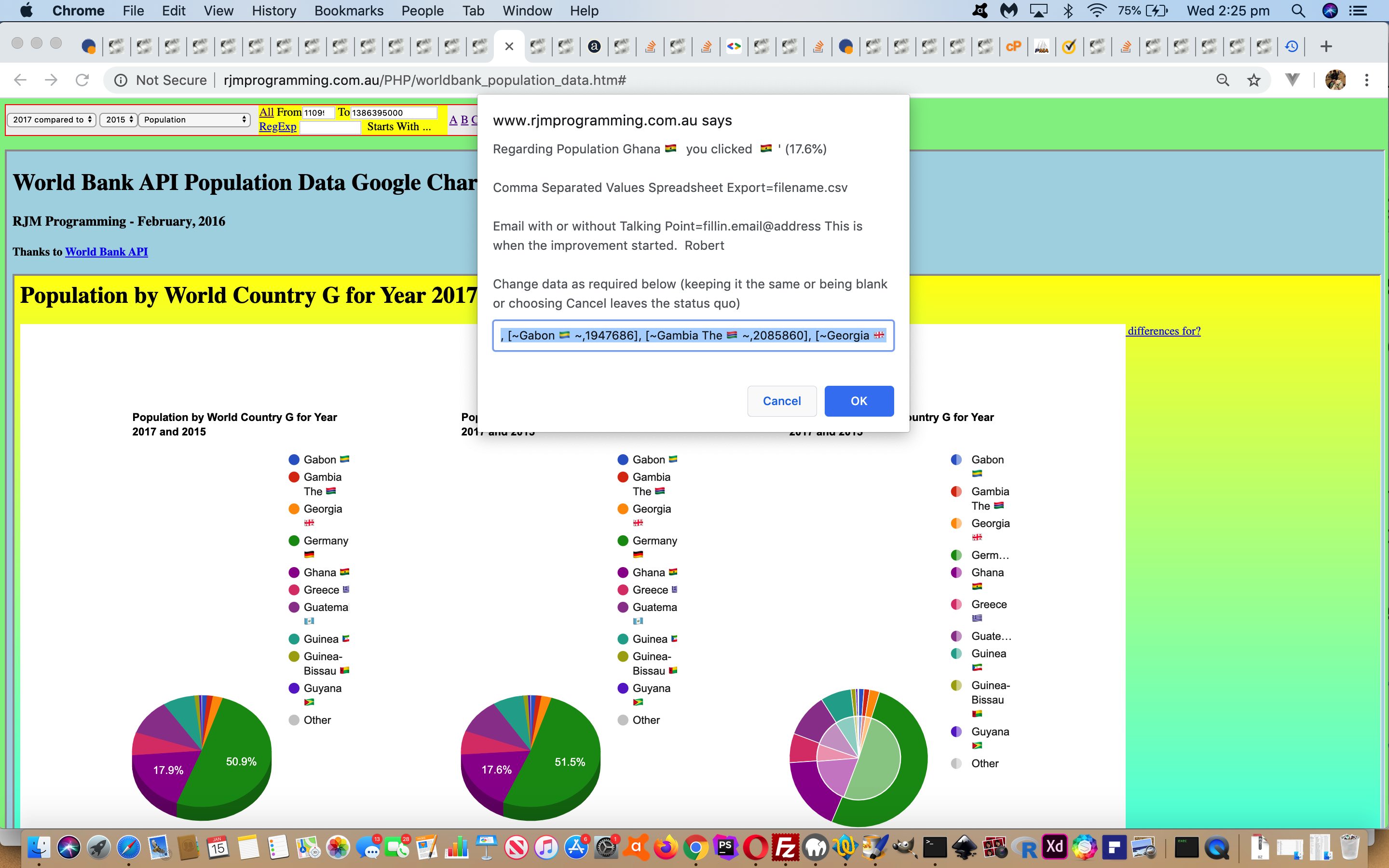 Worldbank API Comparison Year Pie Chart Differences Tutorial