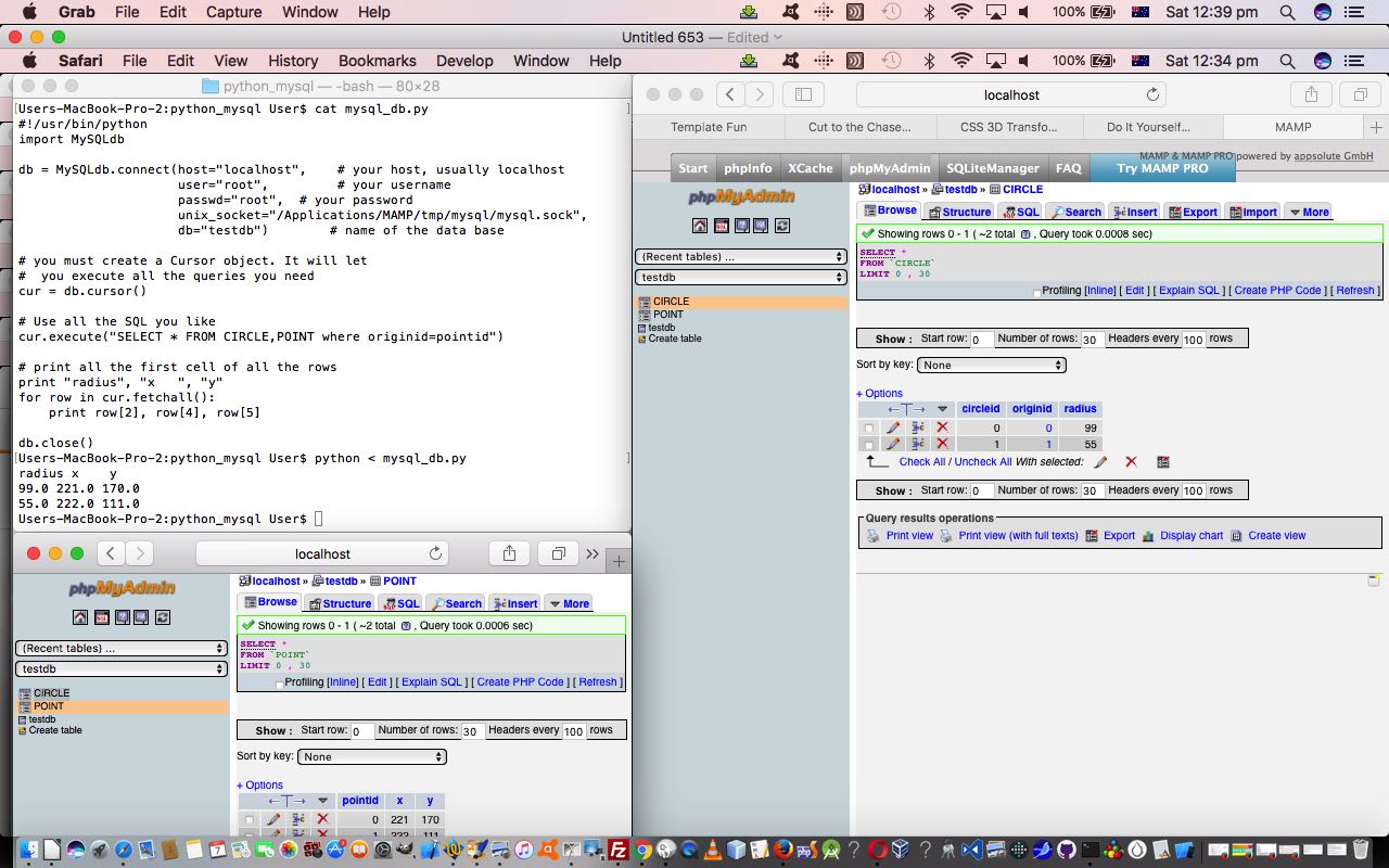 Python MySql Circle and Point DataTable Primer Tutorial