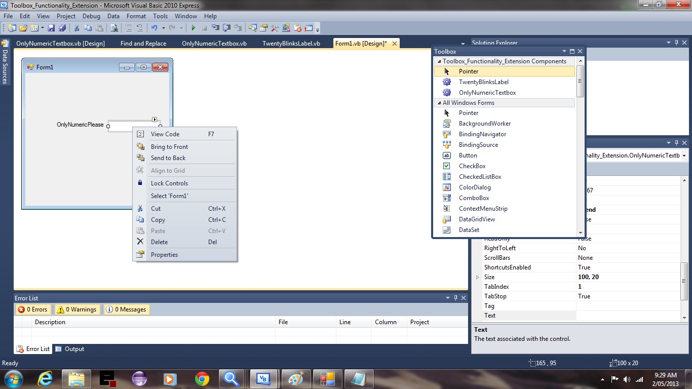 VB.Net Windows Form ToolBox Components Primer Tutorial