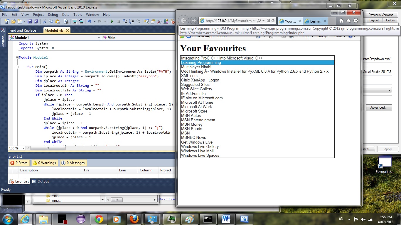 VB.Net Web Browser Favourites Primer Tutorial