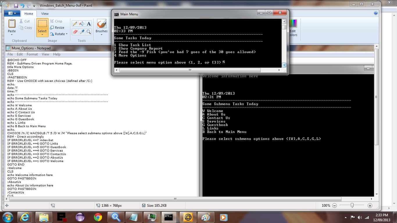 Menu for Windows Command Prompt Via Batch File Tutorial Robert Metcalfe Blog