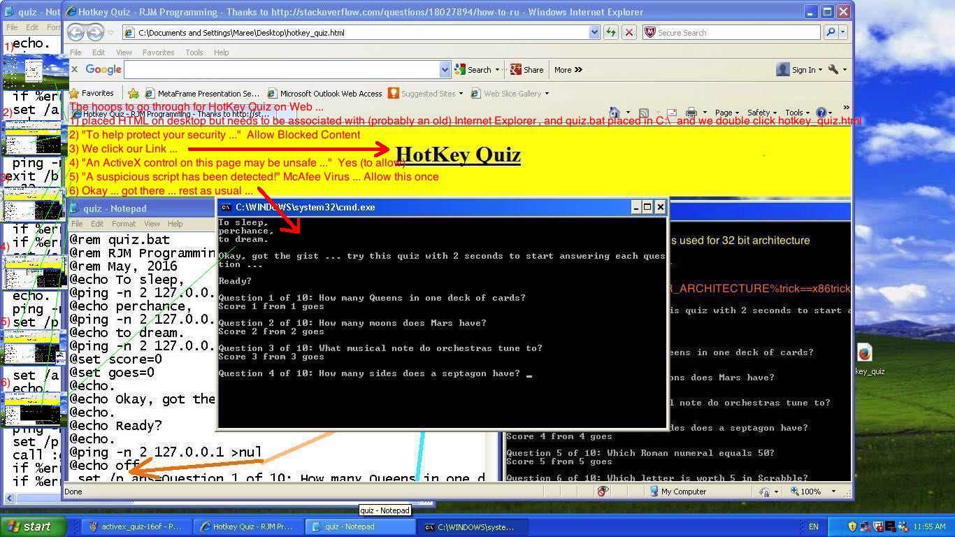 Internet Explorer ActiveX Batch Quiz Primer Tutorial