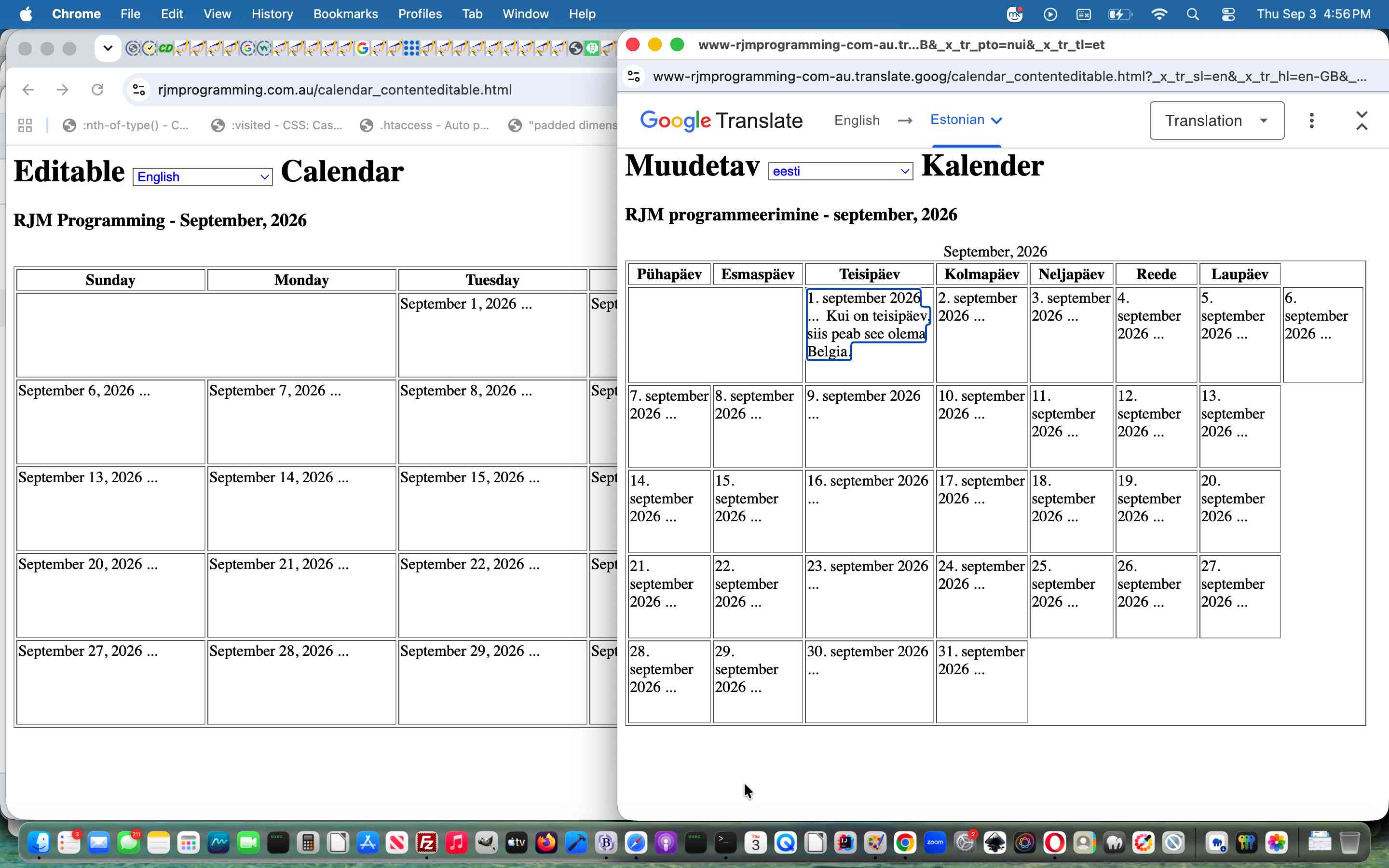 Editable Calendar Google Translate Tutorial