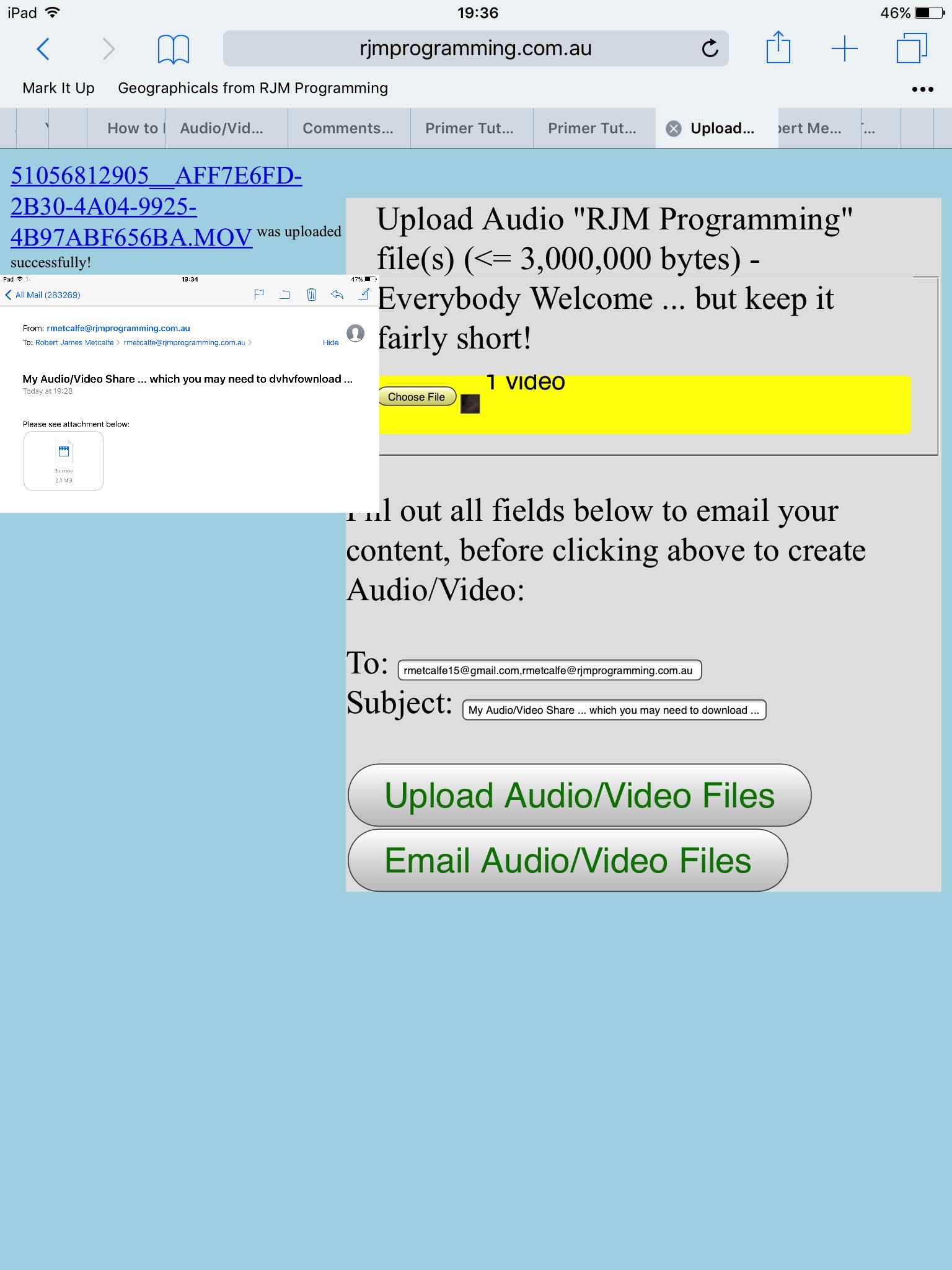 Audio/Video HTML5 Form Input Capture via PHP Email Tutorial