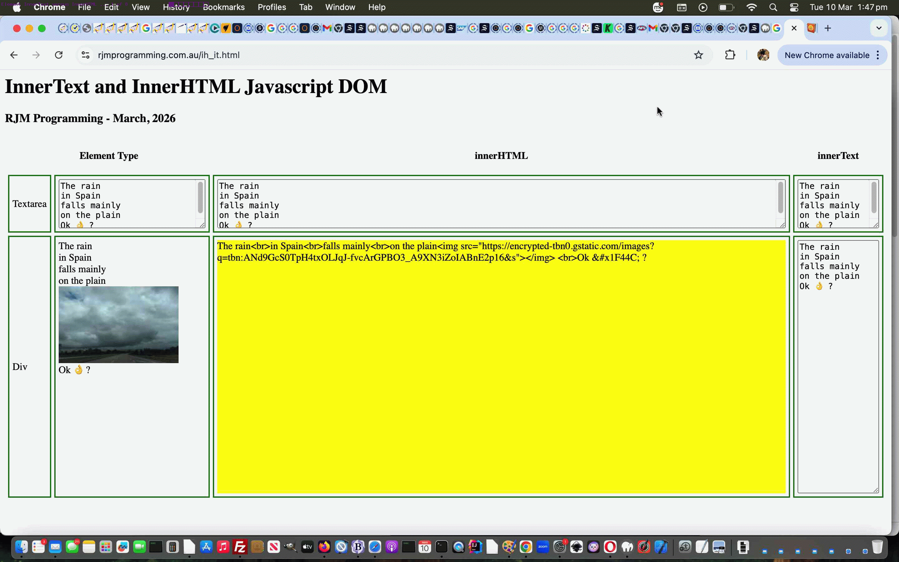 HTML Element InnerText Property Primer Tutorial