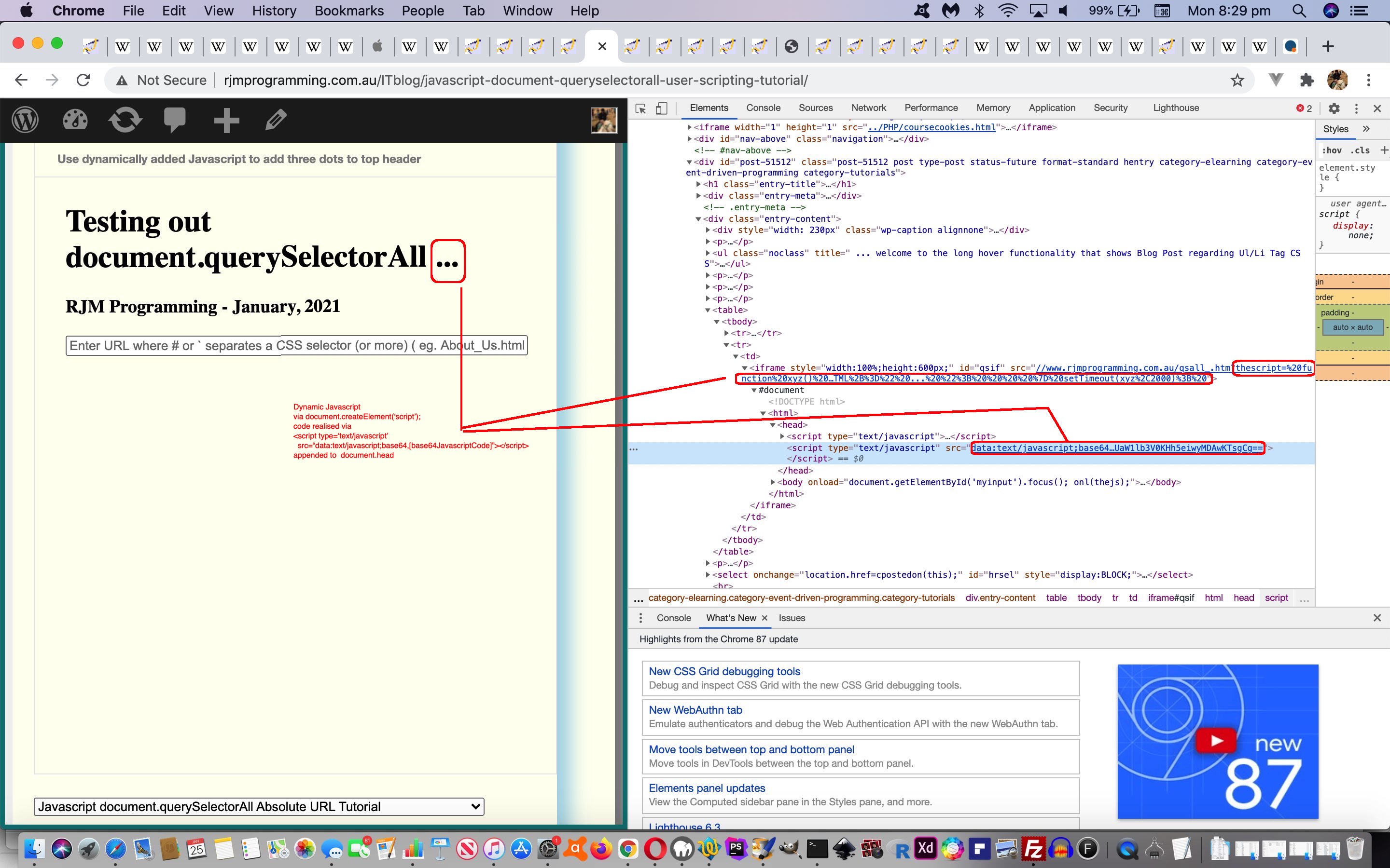 Javascript document.querySelectorAll User Scripting Tutorial