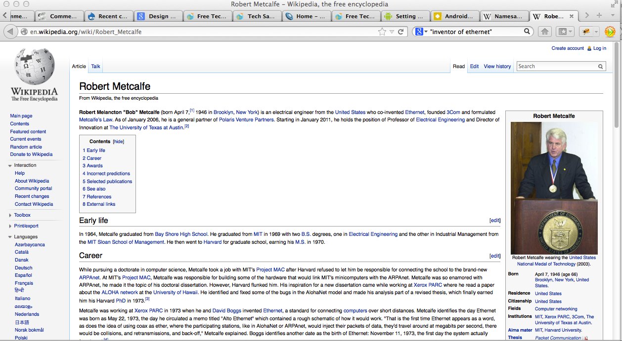 Robert Metcalfe on Wikipedia