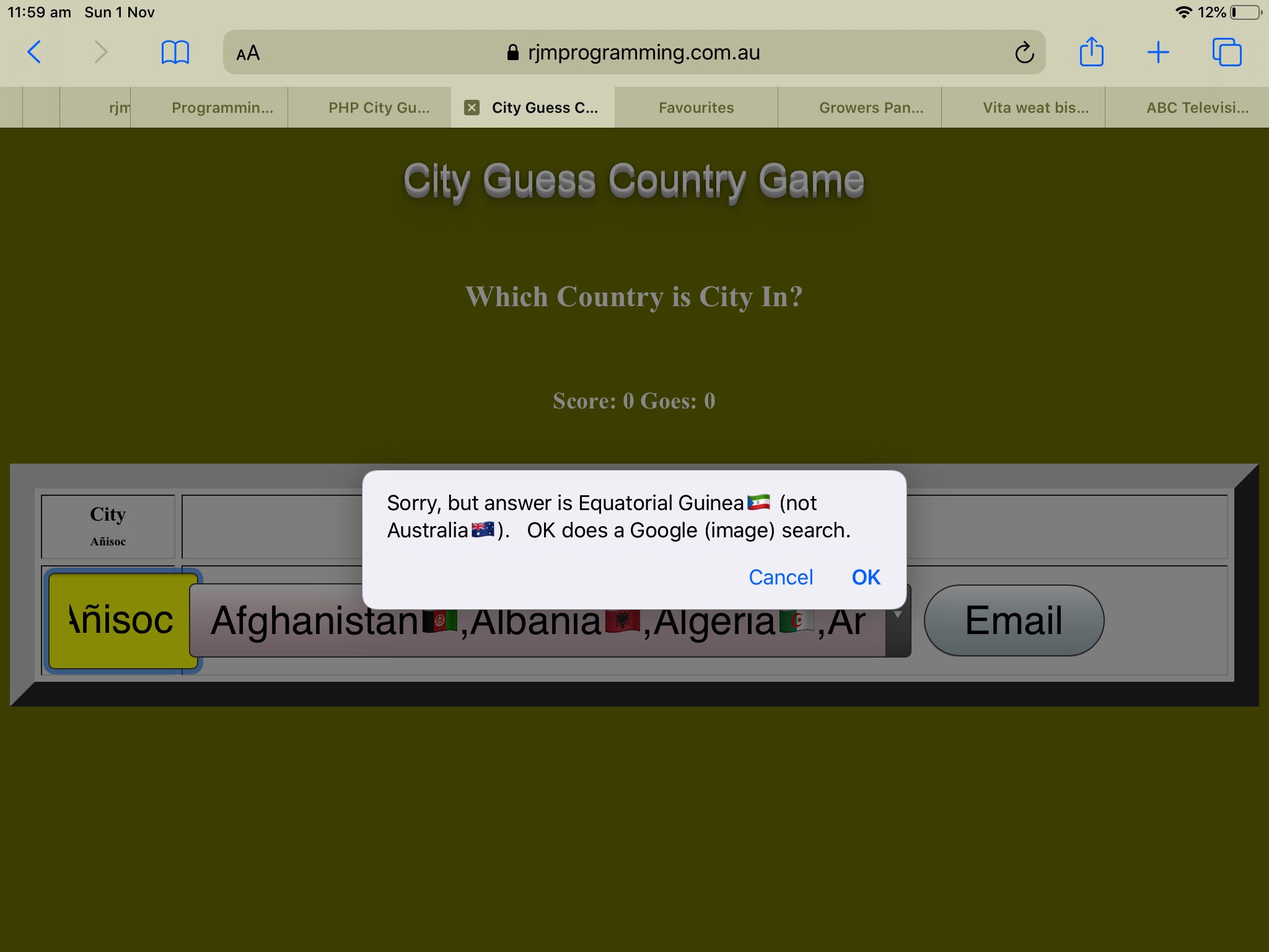PHP City Guess Country Game Keyboard Tutorial