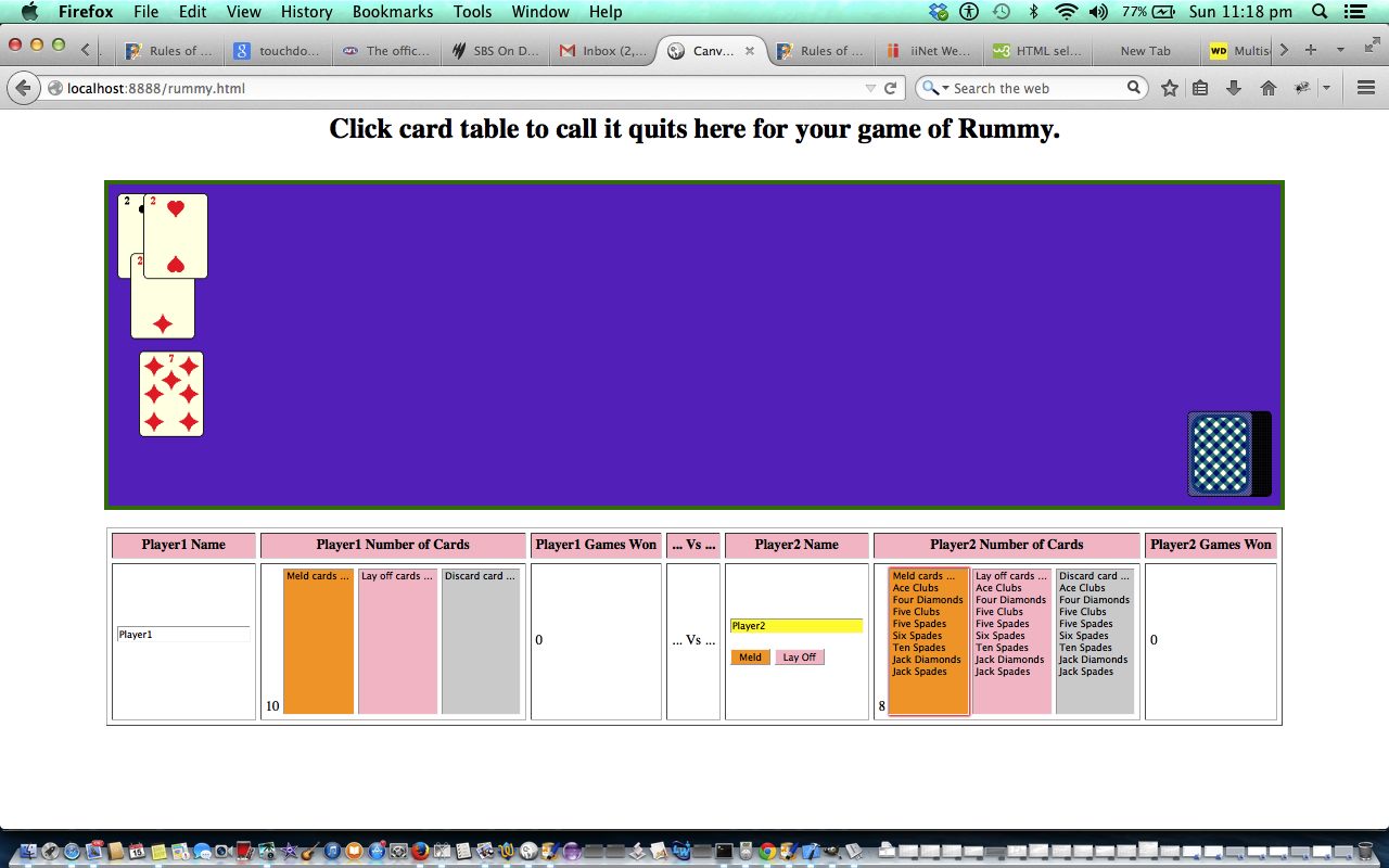 HTML/Javascript Canvas Rummy Card Game Primer Tutorial