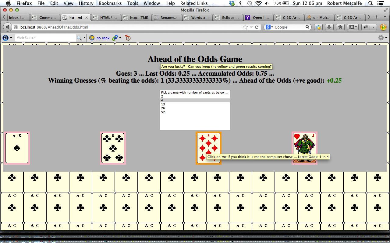 HTML/Javascript Ahead of the Odds Game Tutorial