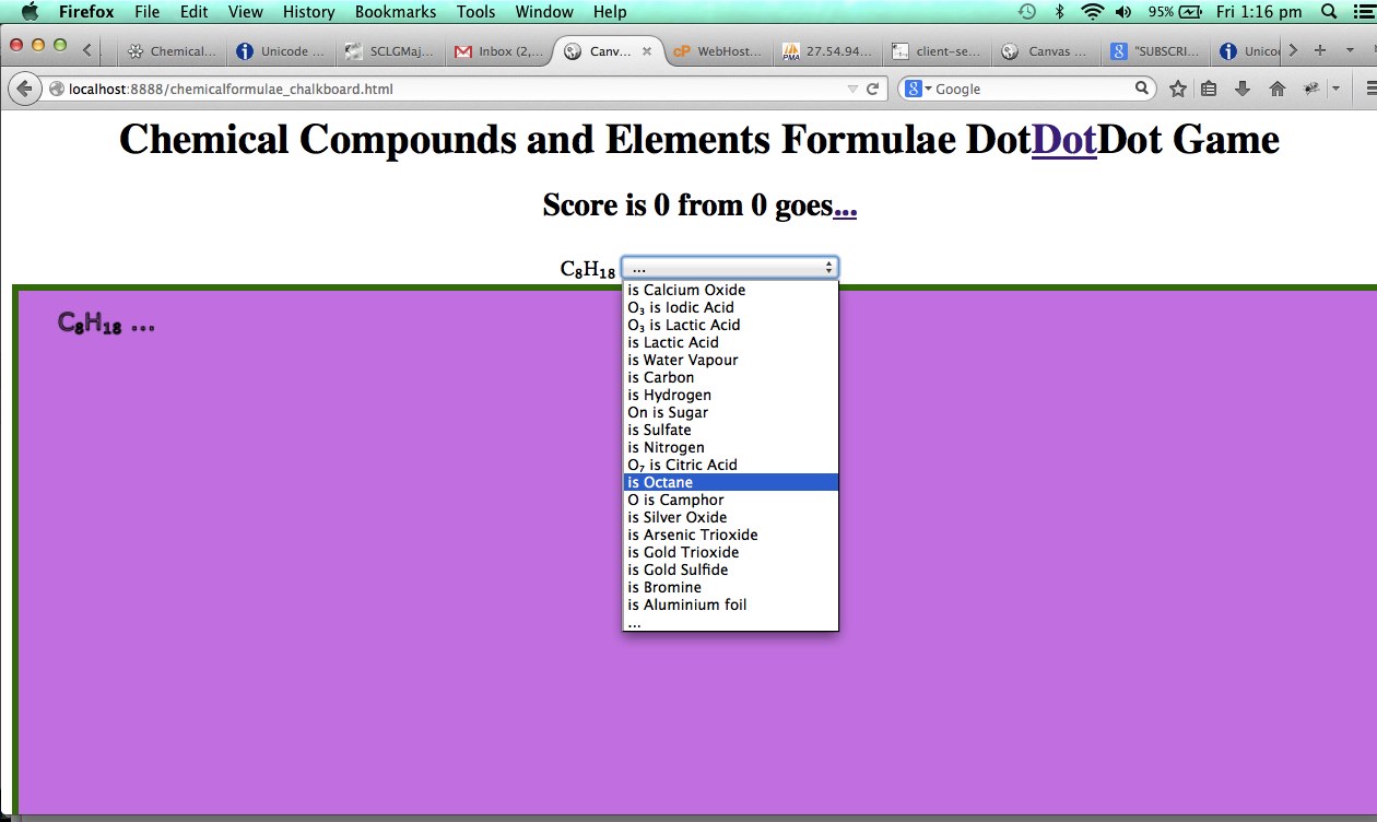 HTML/Javascript Chemical Formulae Game Tutorial