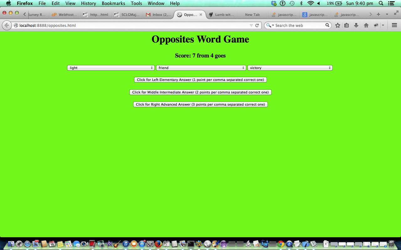 HTML/Javascript Opposites Game Tutorial