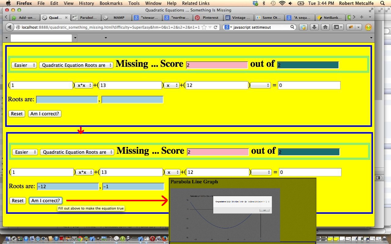 HTML/Javascript Quadratic Equations Tutorial