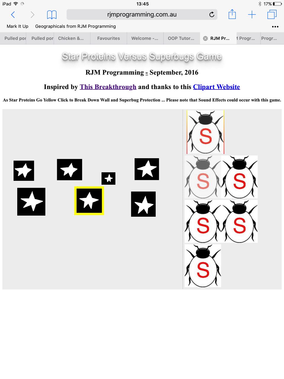 Star Proteins versus Superbugs Game OOP Tutorial