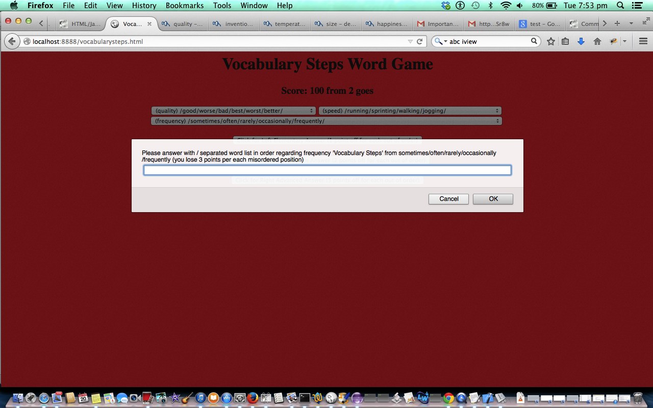 HTML/Javascript Vocabulary Steps Game Tutorial