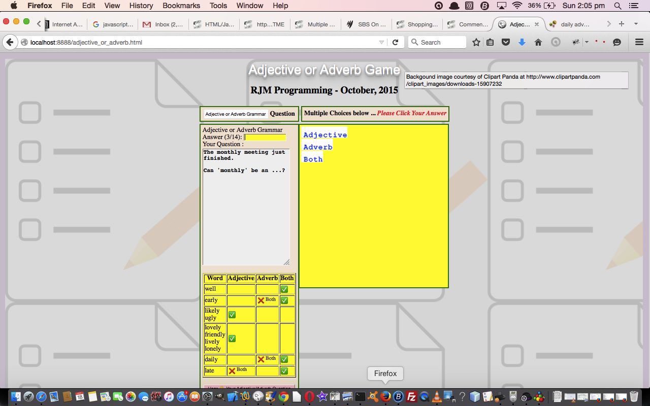 HTML/Javascript Adjectives versus Adverbs Primer Tutorial