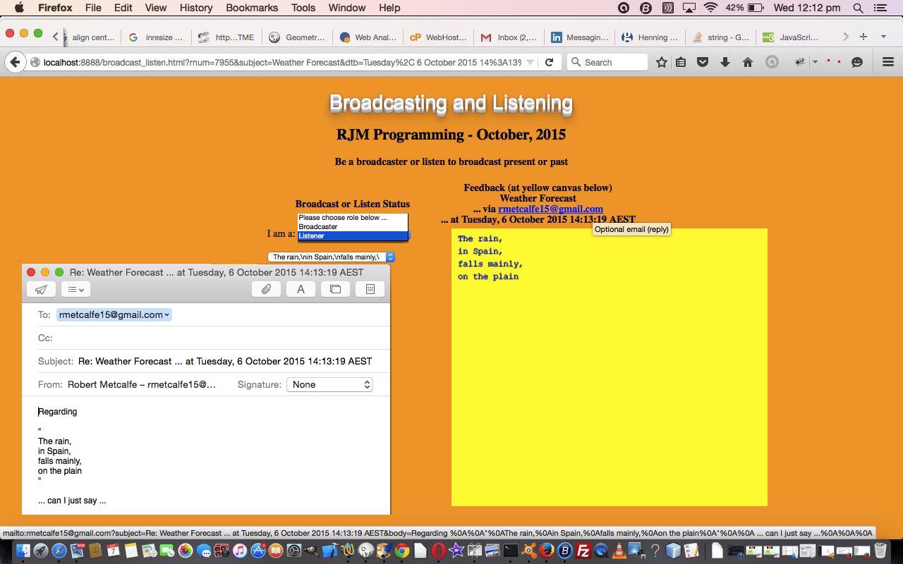 HTML/Javascript Broadcast and Listen Primer Tutorial