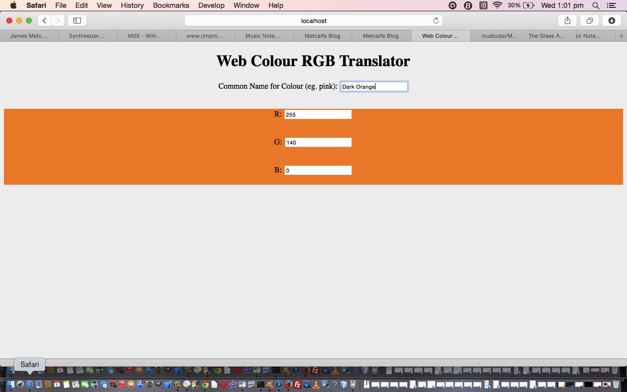 HTML/Javascript Colour Name Translation into RGB Tutorial