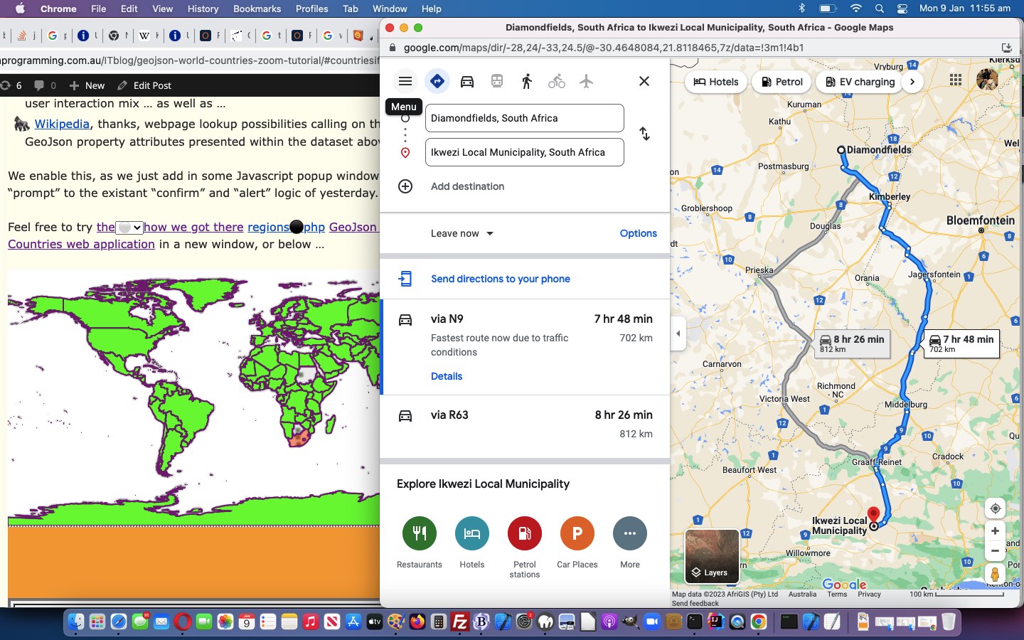 GeoJson World Countries Google Directions Trip Tutorial