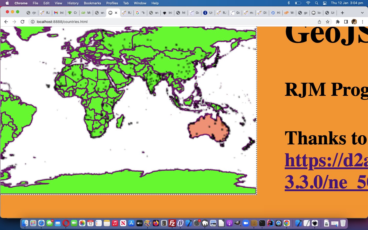 GeoJson World Countries Plotted Ports Tutorial