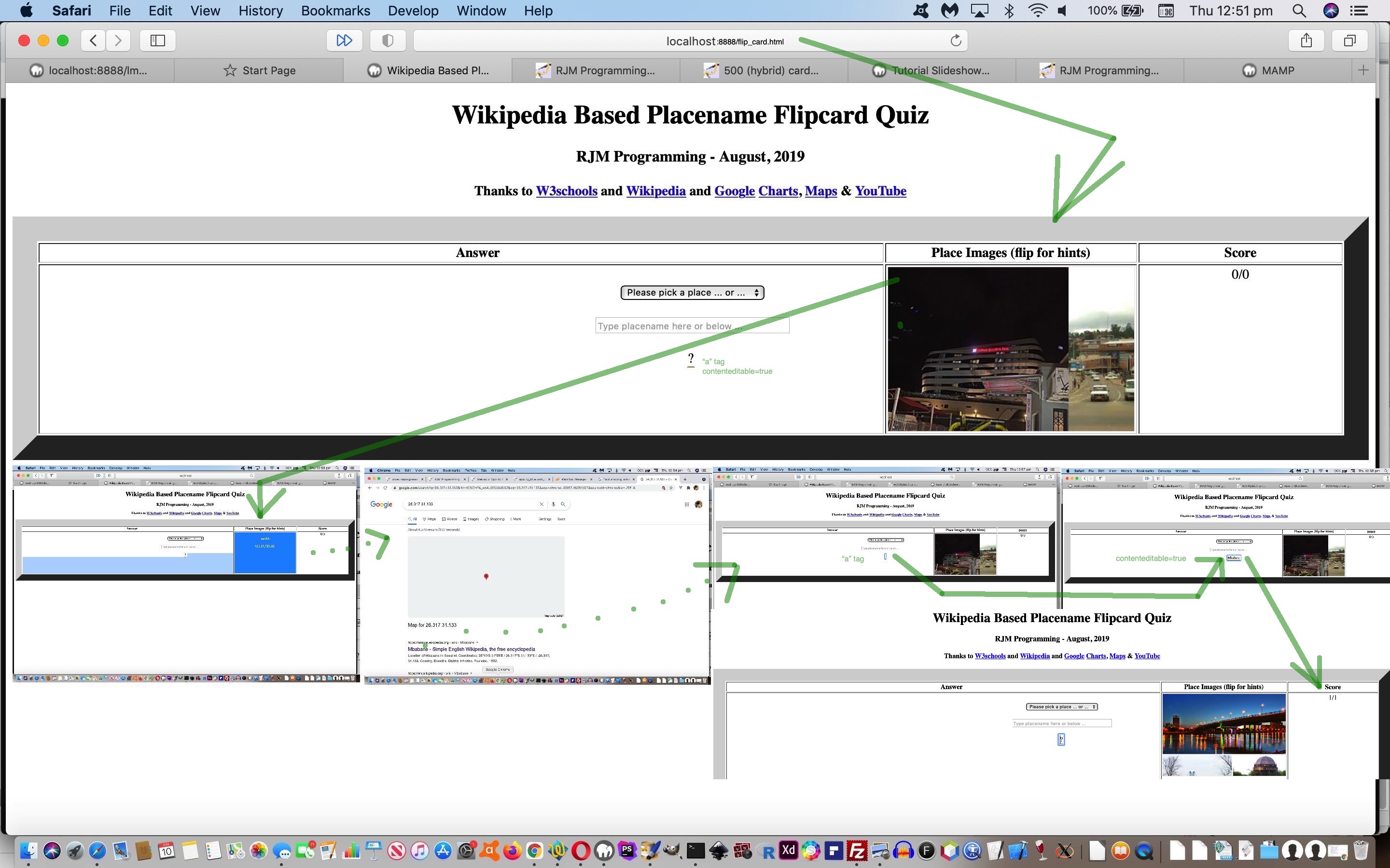 Wikipedia Flipcard Quiz Emoji Contenteditable Tutorial