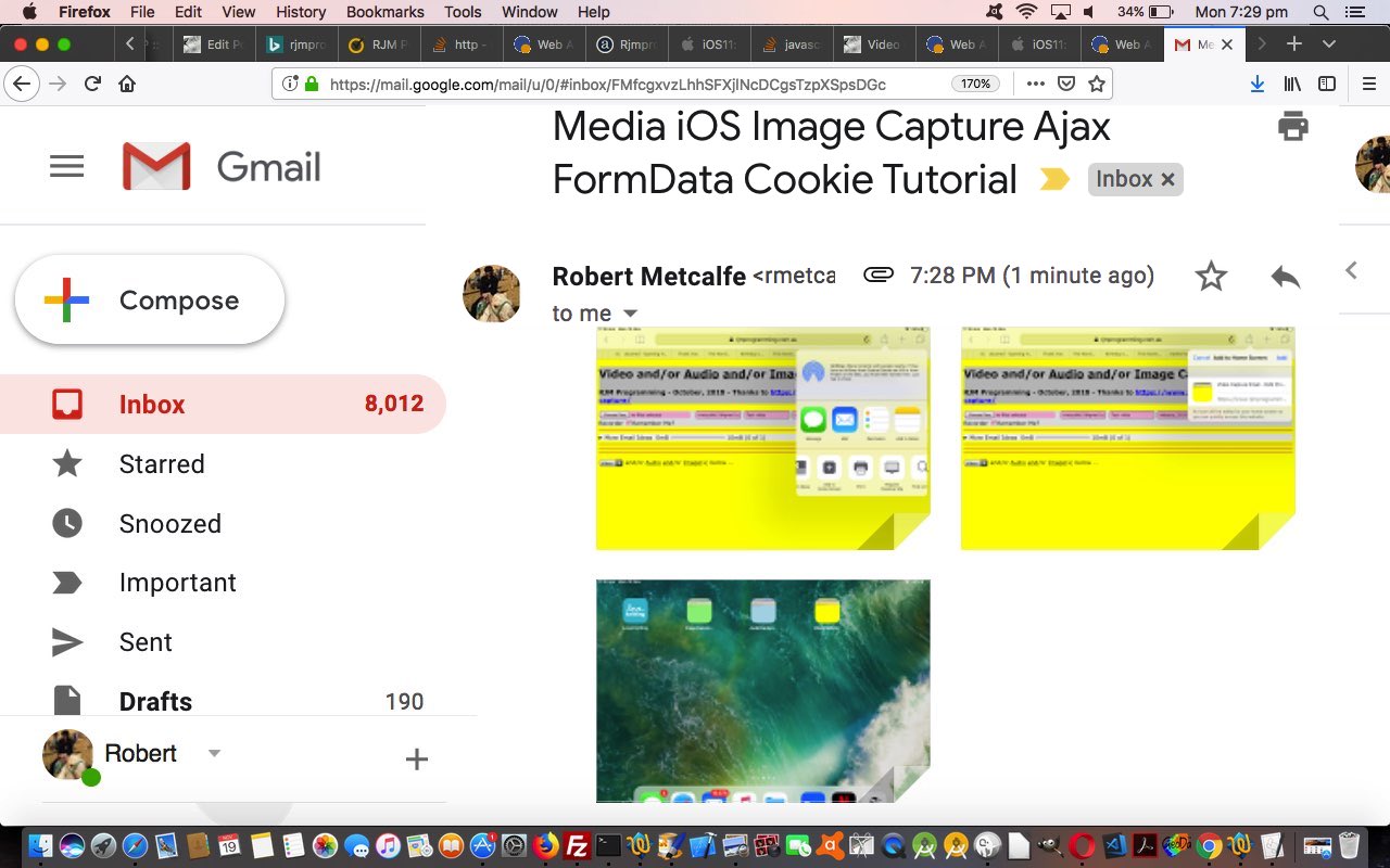 Media iOS Image Capture Ajax FormData Cookie Tutorial