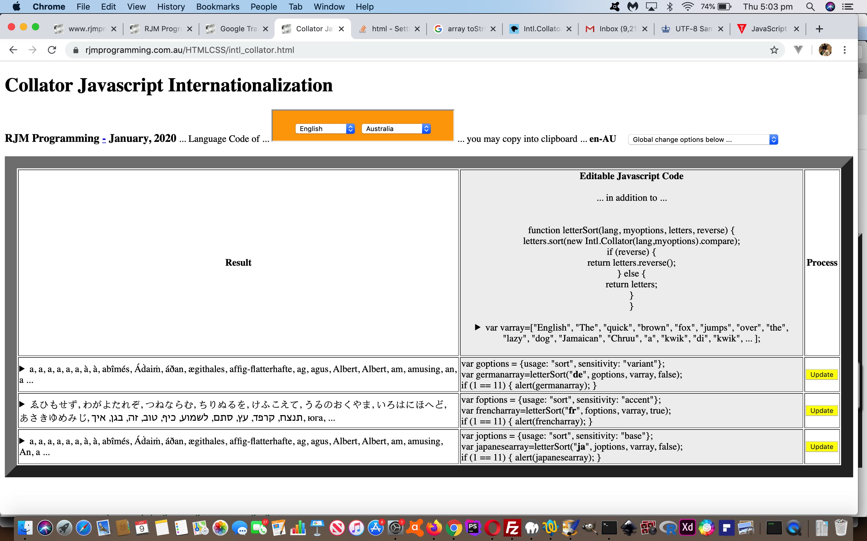 Collation Javascript Internationalization Tutorial