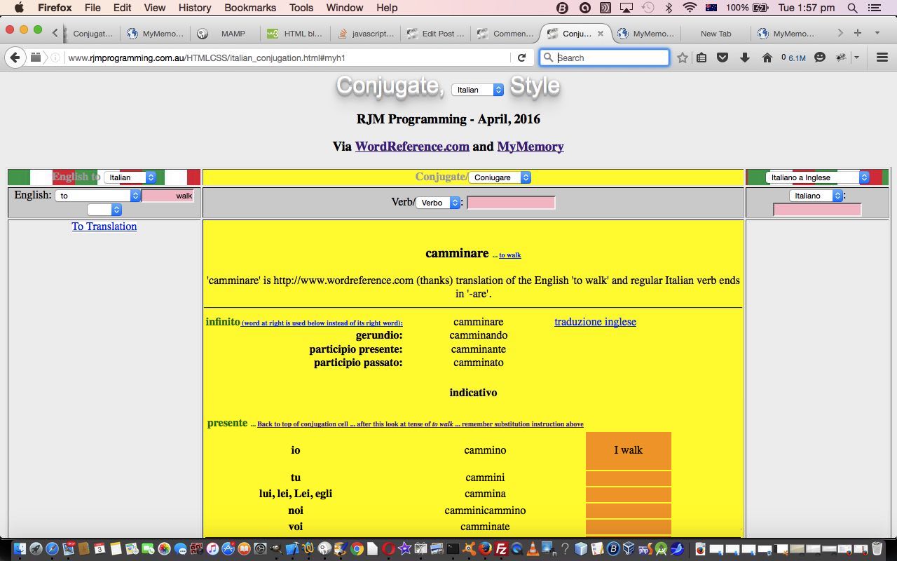 Italian and French and Spanish Verb Conjugation Event Tutorial