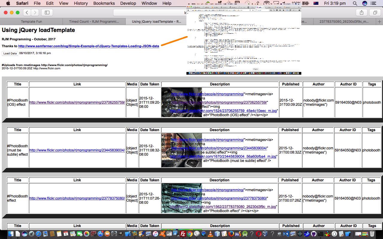 jQuery Template flickr Data Primer Tutorial