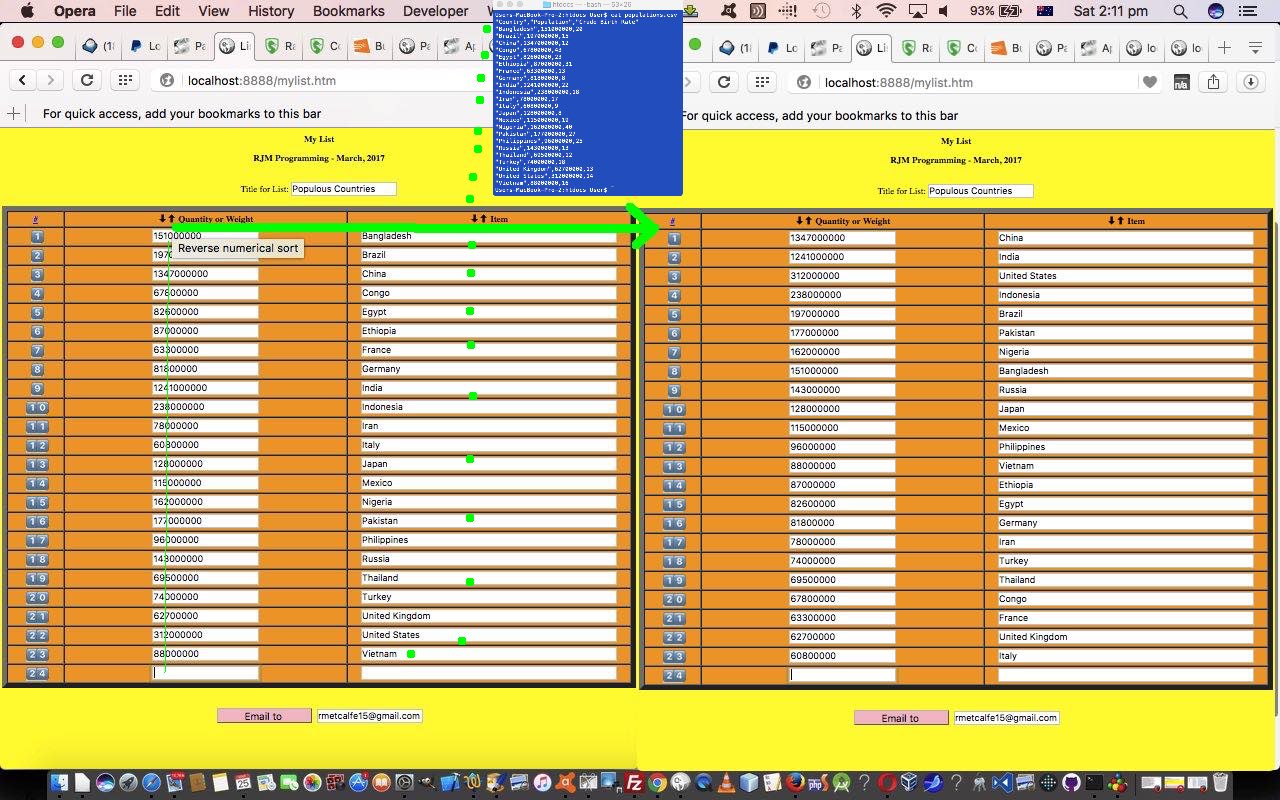 List Web Application Row Sorting Tutorial