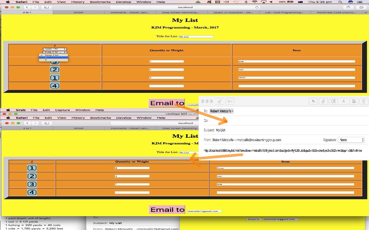 List Web Application Row Swapping Tutorial