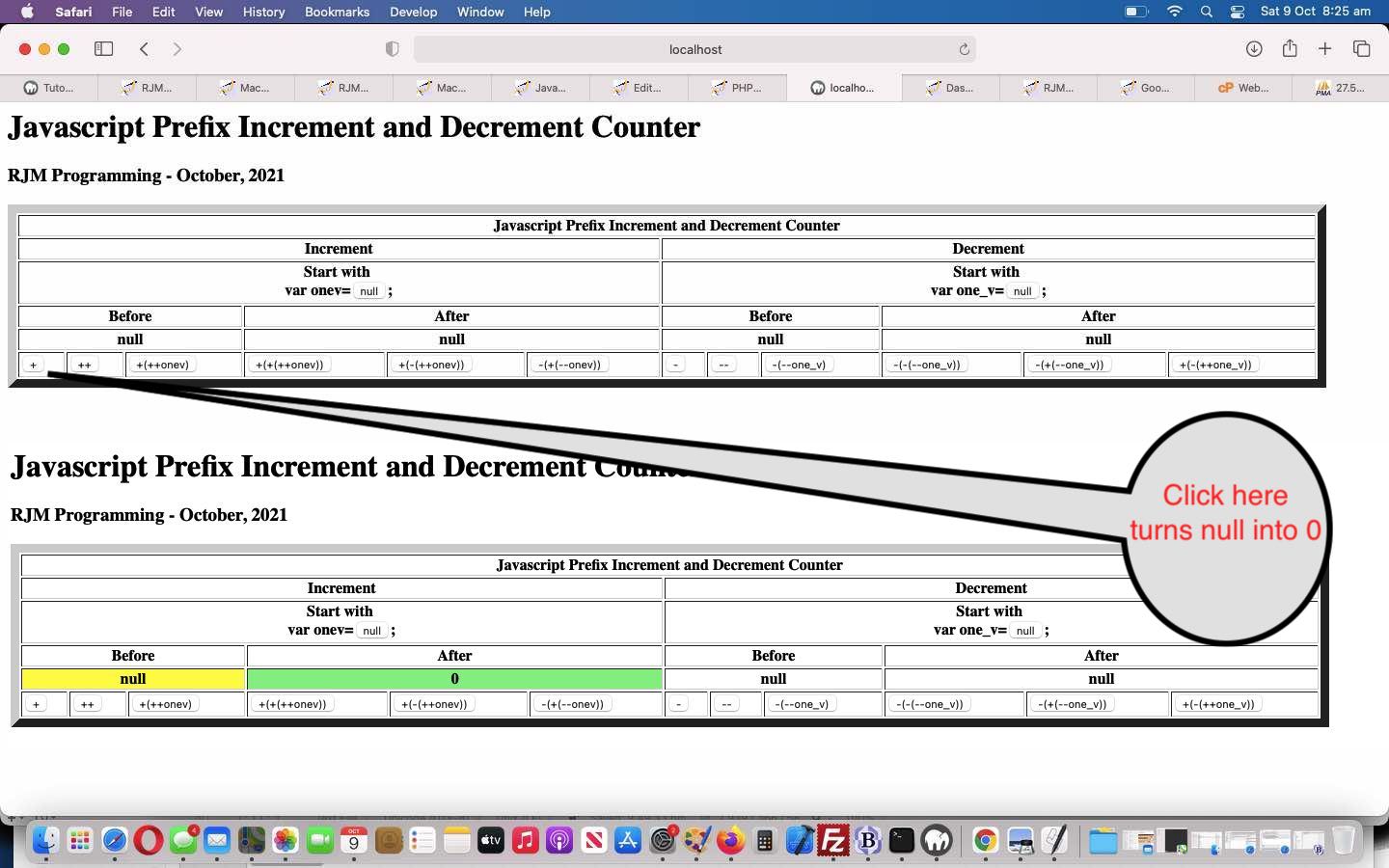 Javascript Incrementing and Decrementing Primer Tutorial