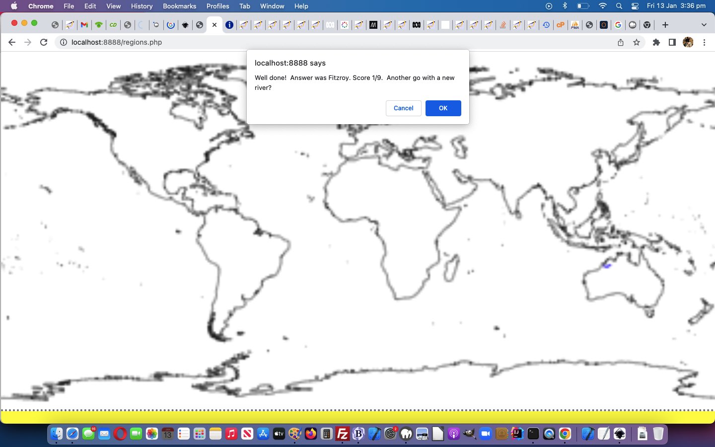 GeoJson World Coastline Rivers Quiz Tutorial