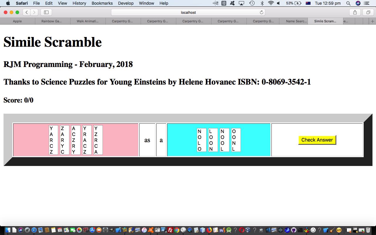 Simile Scramble Word Game Primer Tutorial